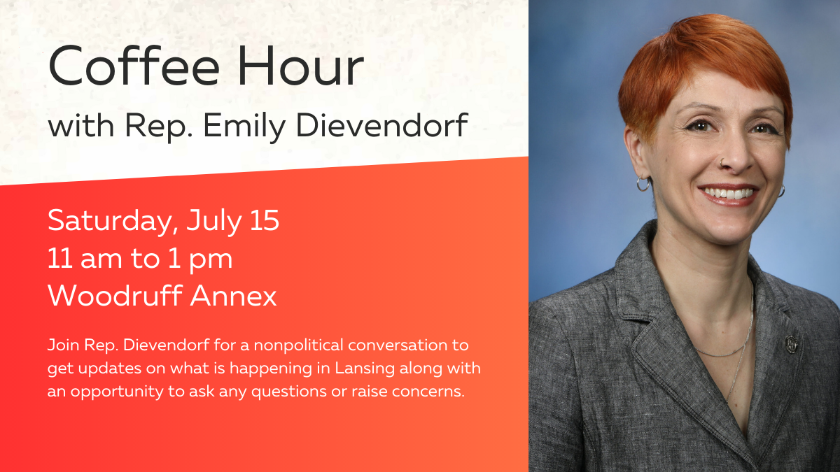 Event Graphic for Coffee Hour with Rep. Emily Dievendorf