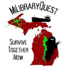 Text: MI Library Quest: Survive Together Now