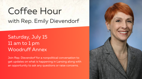 Event Graphic for Coffee Hour with Rep. Emily Dievendorf