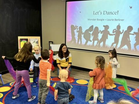 Children dancing at storytime