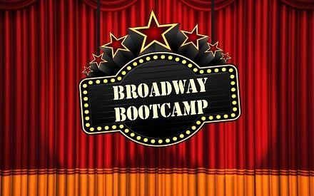 Broadway Bootcamp Banner against red curtain backdrop