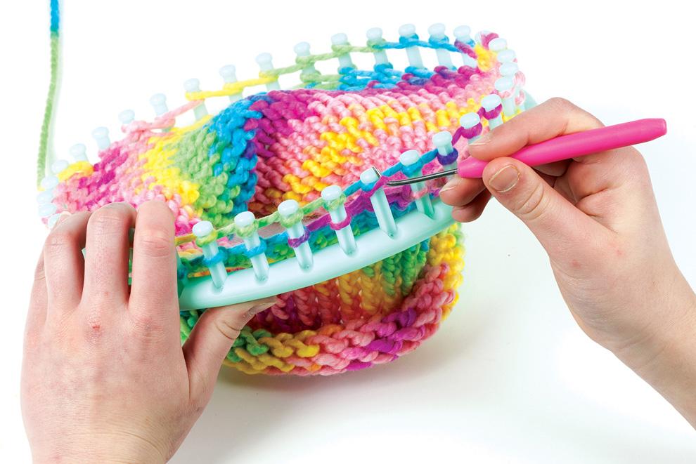 knitting on a loom